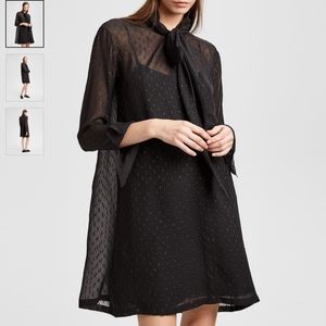 Women's Silk Dress-Metallic Silk Scarf Dress, NEW